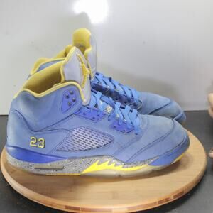 Jordan Blue and Yellow High-Top Sneakers